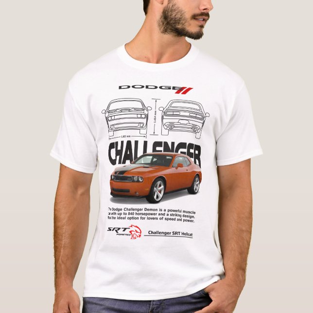 Dodge Challenger T - Shirt - Kraftvoller Muskelkat (Vorderseite)