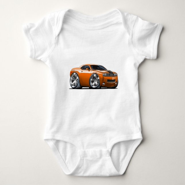 Dodge-Herausforderer-Orangen-Auto Baby Strampler (Vorderseite)