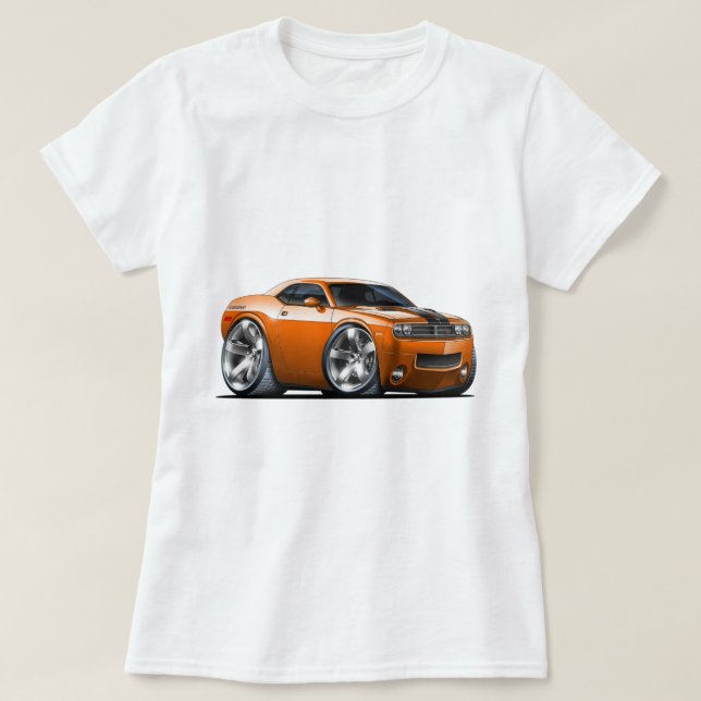 Dodge-Herausforderer-Orangen-Auto T-Shirt (Design vorne)