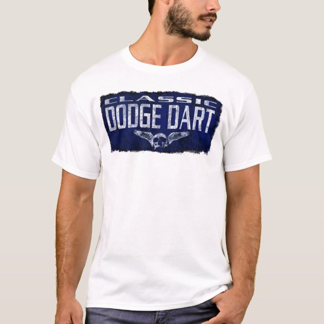 Dodge-Pfeil-blauer Klassiker Winged Schädel T-Shirt (Vorderseite)