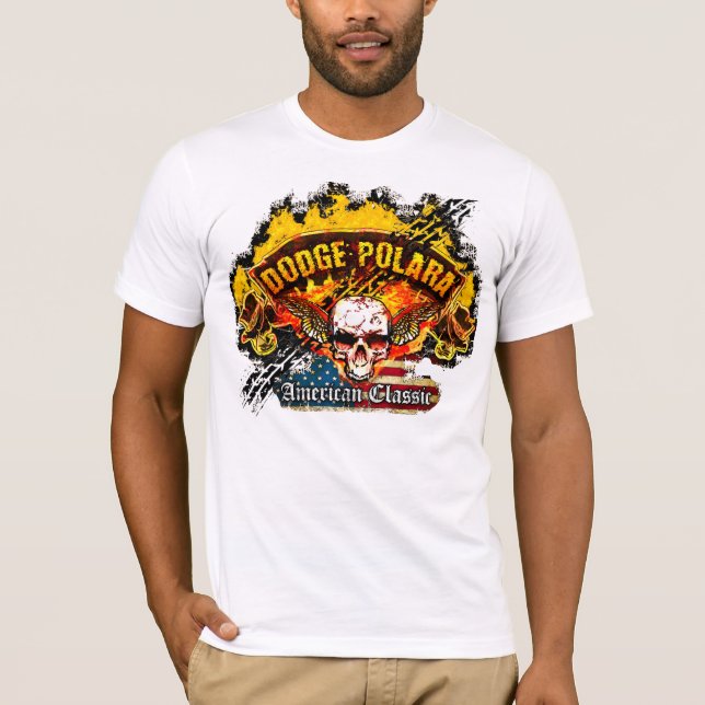Dodge Polara - Burnout-Fahnen-Schädel - n-Flagge T-Shirt (Vorderseite)