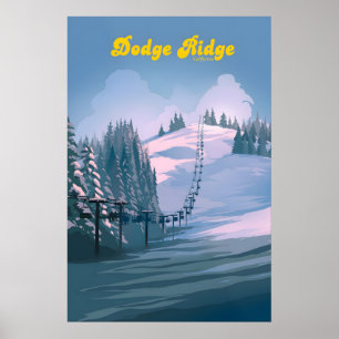Dodge Ridge California Skigebiet Reiseplakat Poster