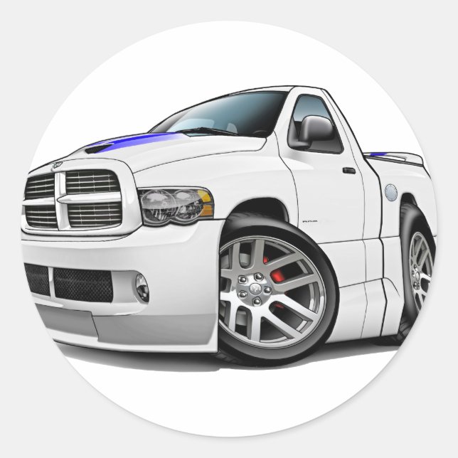 Dodge SRT10 Ram White Runder Aufkleber (Vorderseite)