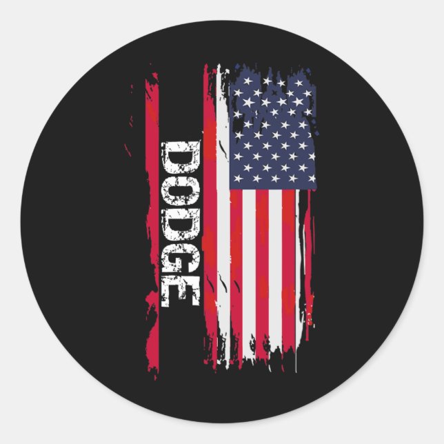 Dodge USA-Flagge  Runder Aufkleber (Vorderseite)