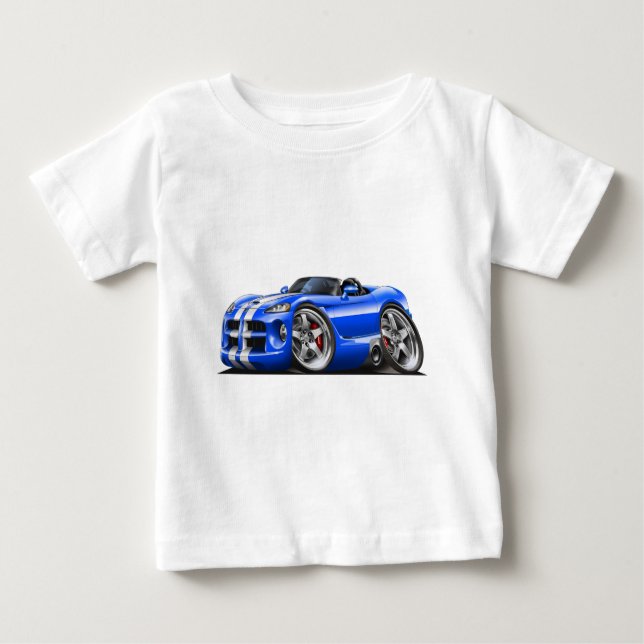Dodge-Viperroadster-Blau-Weißes Auto Baby T-shirt (Vorderseite)