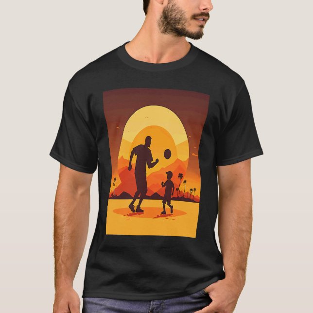 Dodgeball Champion Dad And Child Playing Dodgeball T-Shirt (Vorderseite)