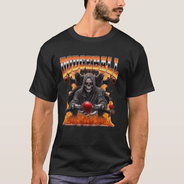 Dodgeball Player Grim Reaper 90s Bootleg Style T-Shirt (Vorderseite)