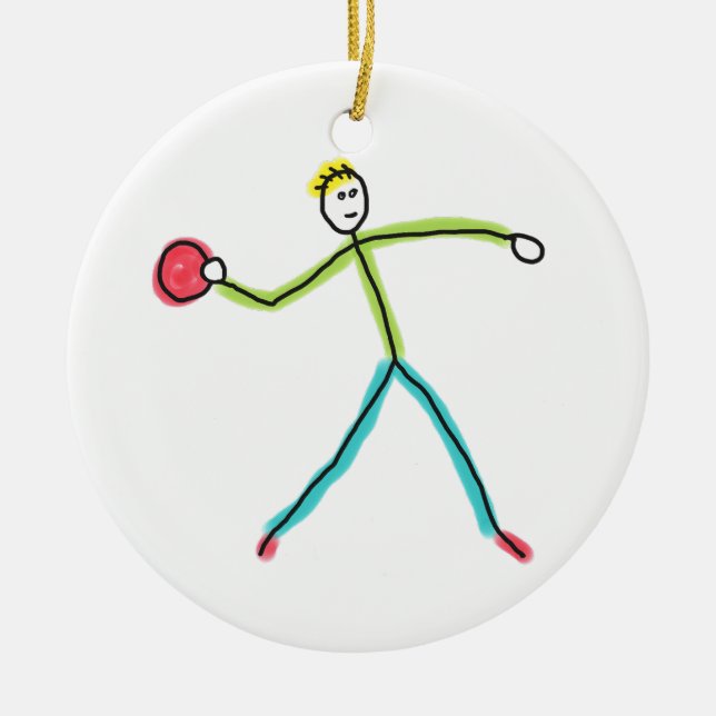Dodgeball-Stockmann Keramik Ornament (Vorne)