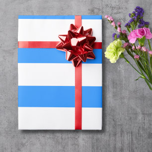 Dodger Blau Weiße Breite Horizontale Streifen Geschenkpapier