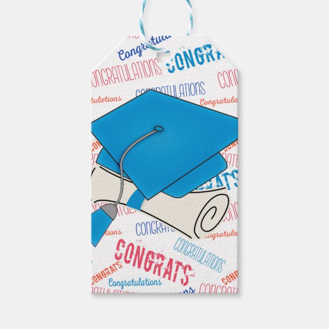 Dodger Blue Graduation Cap and Diploma Geschenkanhänger (Vorderseite)