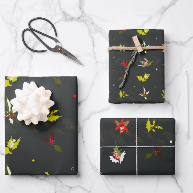 Dodle der Weihnachtsmauer-Blume nahtloser Musterve Geschenkpapier Set (Vorderseite)