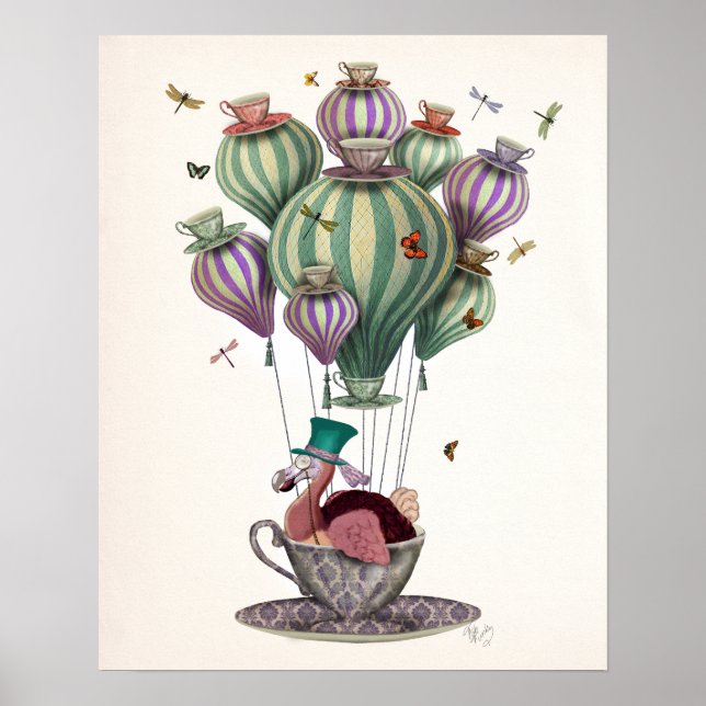Dodo Balloon with Dragonflies Poster (Vorne)