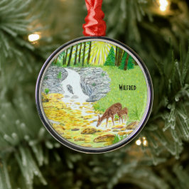 Doe and Fawn Ornament Aus Metall