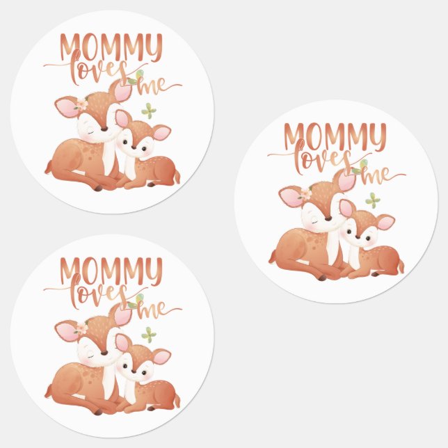 Doe Deer and Fawn Mommy Lieben Etiketten (Gruppe)