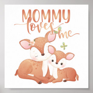 Doe Deer and Fawn Mommy Lieben Poster