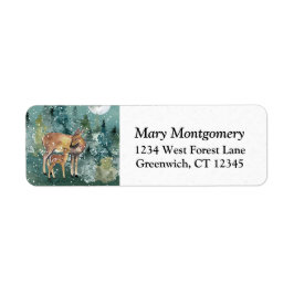 Doe Fawn Deer Forest Full Moon Snow Rücksendeadres