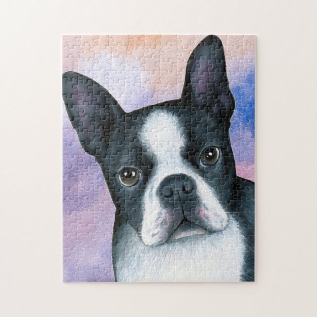 dog 128 color Boston Terrier Puzzle (Vertikal)