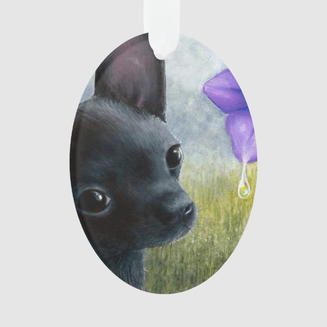 Dog 94 Black Chihuahua Ornament (Vorderseite)