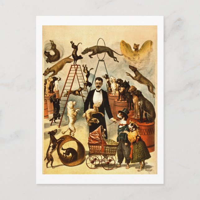 Dog Act 1899 Vintag Circus Act Poster Postkarte (Vorderseite)