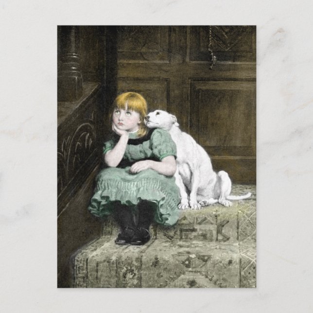 Dog Adoring Girl Postkarte (Vorderseite)