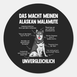 Dog Alaskan Malamute Anatomie eines Alaskan Malamu Runder Aufkleber