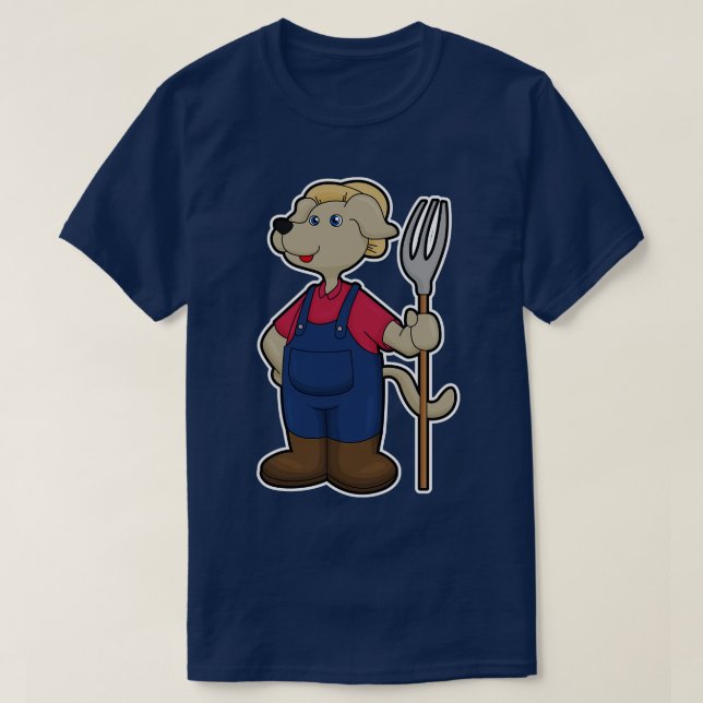 Dog als Bauer mit Rake Hat T-Shirt (Design vorne)