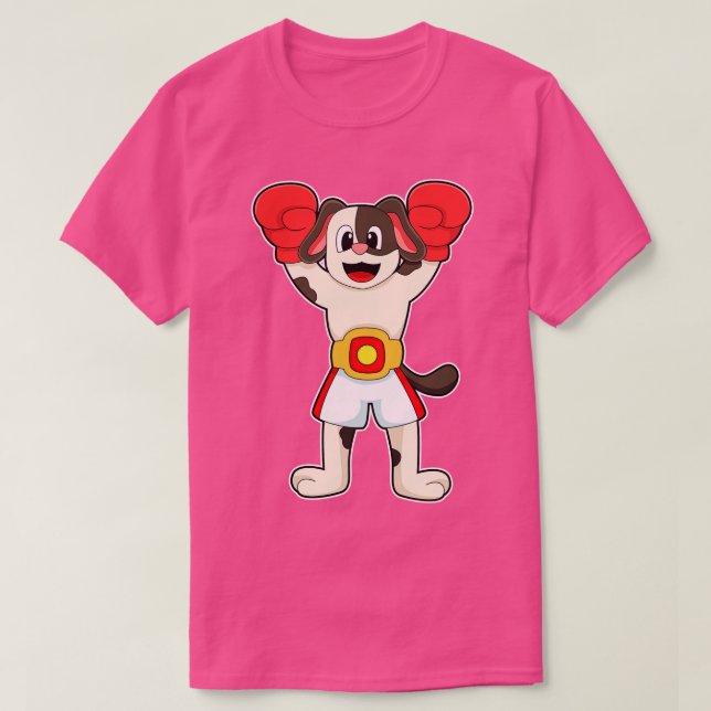 Dog als Boxmeister mit Belt Boxhandschuhen T-Shirt (Design vorne)