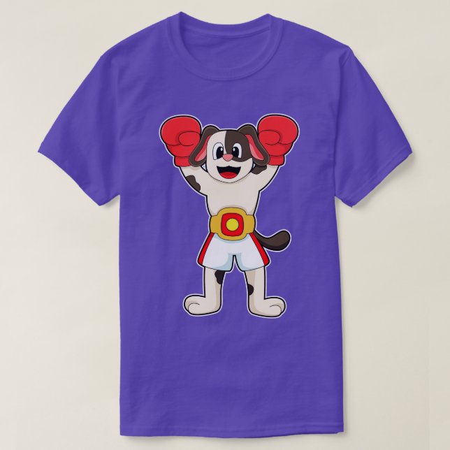 Dog als Boxmeister mit Belt Boxhandschuhen T-Shirt (Design vorne)