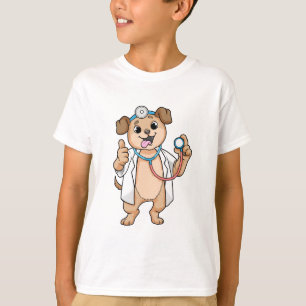 Dog als Doktor mit Stethoskop T-Shirt