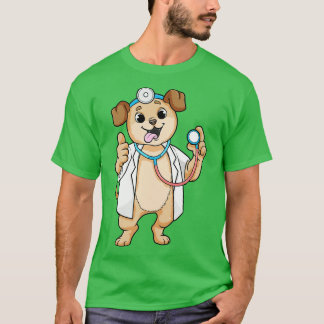 Dog als Doktor mit Stethoskop T-Shirt