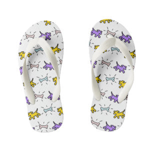 Dog and Bone Graffiti Style Kids Drehte Flop 1 Kinderbadesandalen
