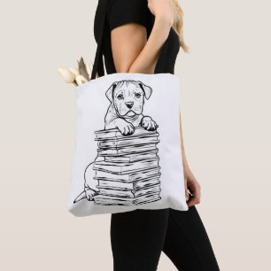Dog and Books Line Art