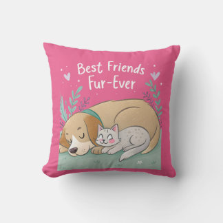 Dog and Cat Best Friends Forever Kissen