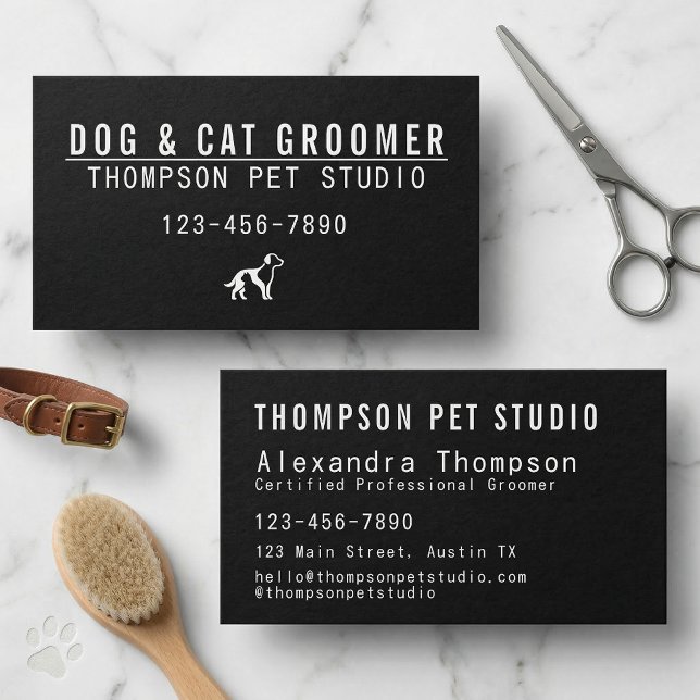 Dog And Cat Groomer Modern Bold Professional Visitenkarte (Von Creator hochgeladen)