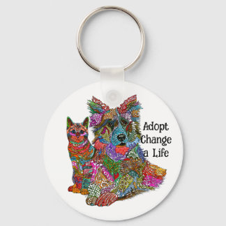 Dog and Cat Pet Adoption Keychain Schlüsselanhänger