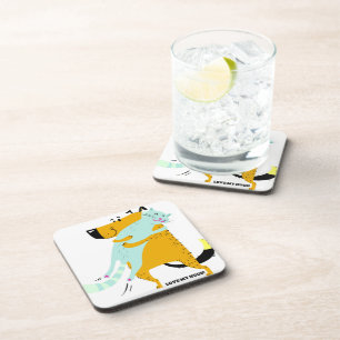 Dog and Cat Plastic Coasters with Cork Back Getränkeuntersetzer