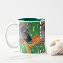 Dog and orange Two-Tone coffee mug Zweifarbige Tasse
