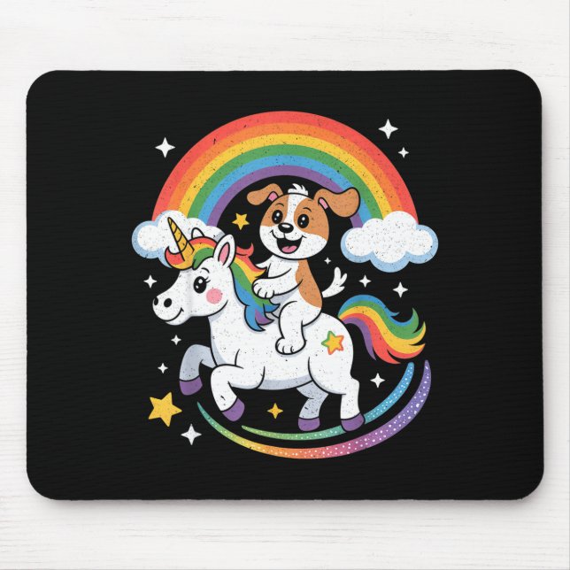 Dog And Unicorn Space Galaxy Rainbow Dogs  Mousepad (Vorne)