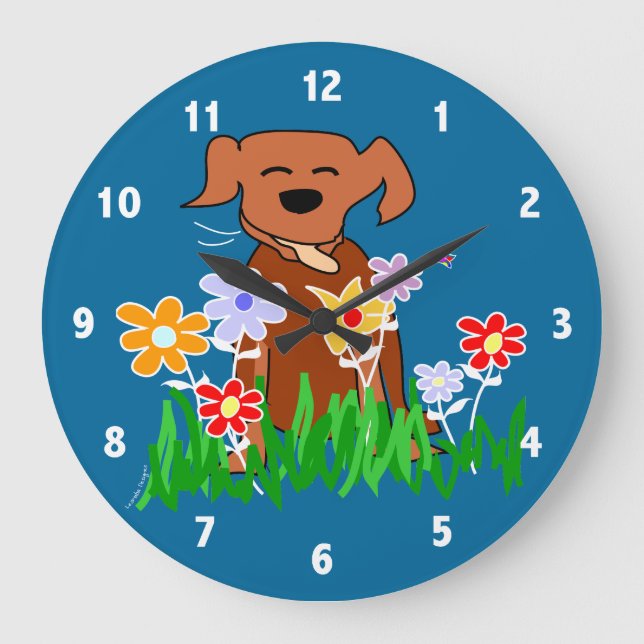 Dog Art Clock Große Wanduhr (Vorderseite)