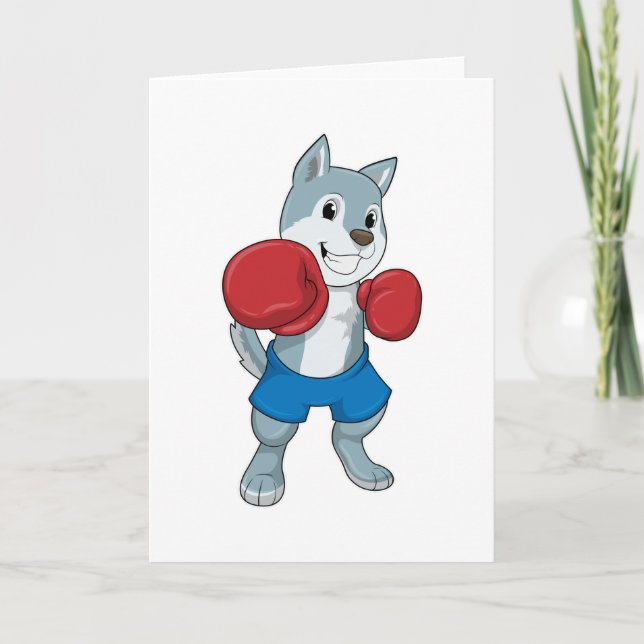 Dog as Boxer mit Boxhandschuhen Karte (Vorderseite)