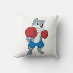 Dog as Boxer mit Boxhandschuhen Kissen