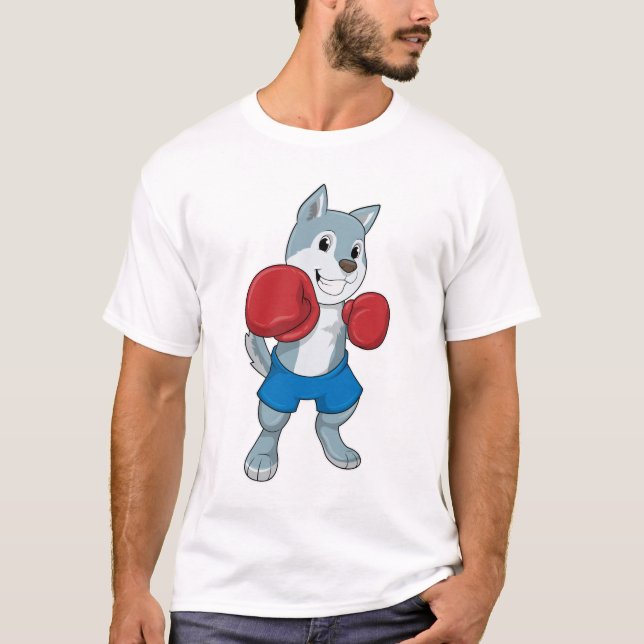 Dog as Boxer mit Boxhandschuhen T-Shirt (Vorderseite)