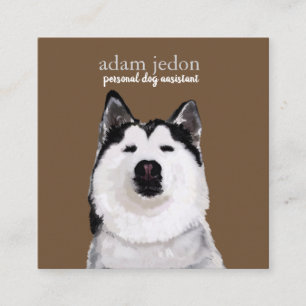 Dog Assistant Husky Square Business Card Quadratische Visitenkarte