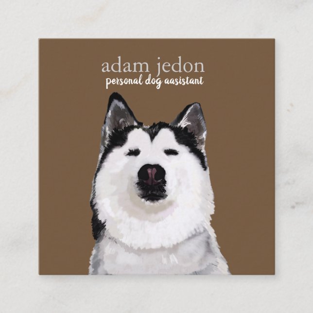 Dog Assistant Husky Square Business Card Quadratische Visitenkarte (Vorderseite)