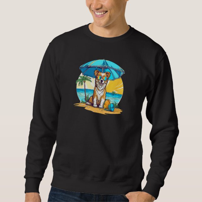 Dog At Beach Summer Vacation Sweatshirt (Vorderseite)