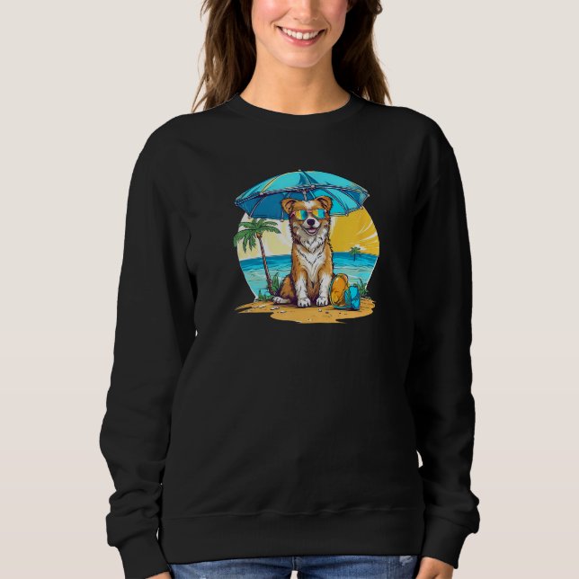 Dog At Beach Summer Vacation Sweatshirt (Vorderseite)