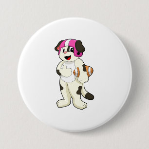 Dog at Football Sports Button