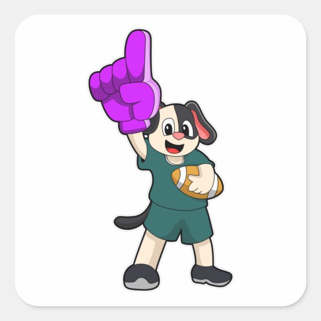 Dog at Football Sports Quadratischer Aufkleber (Vorderseite)