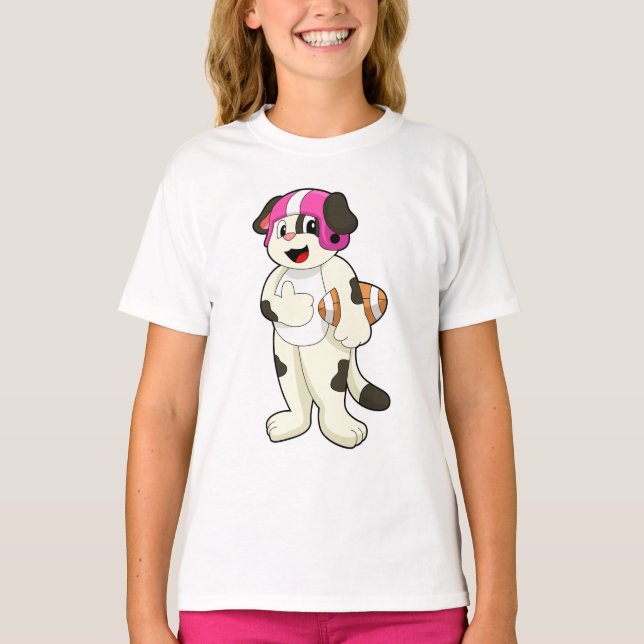 Dog at Football Sports T-Shirt (Vorderseite)