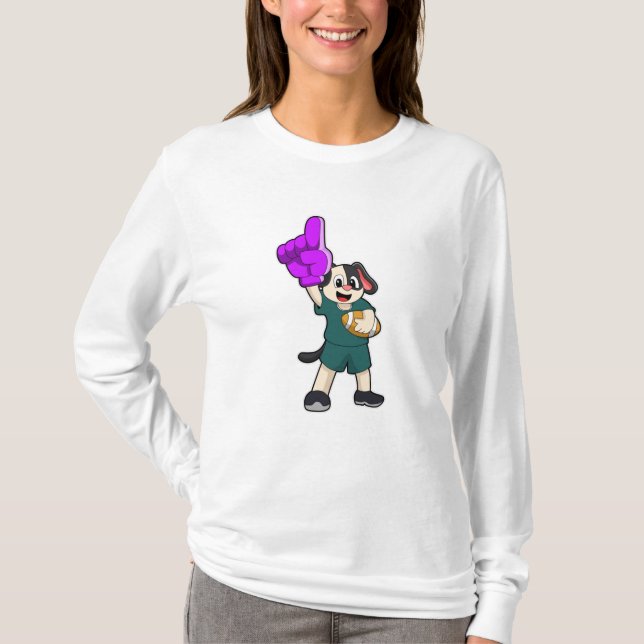 Dog at Football Sports T-Shirt (Vorderseite)